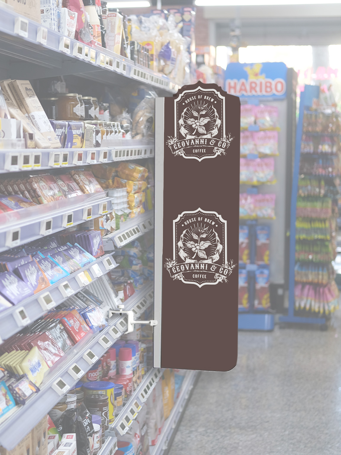 Coffee and beverage signage aisle blade